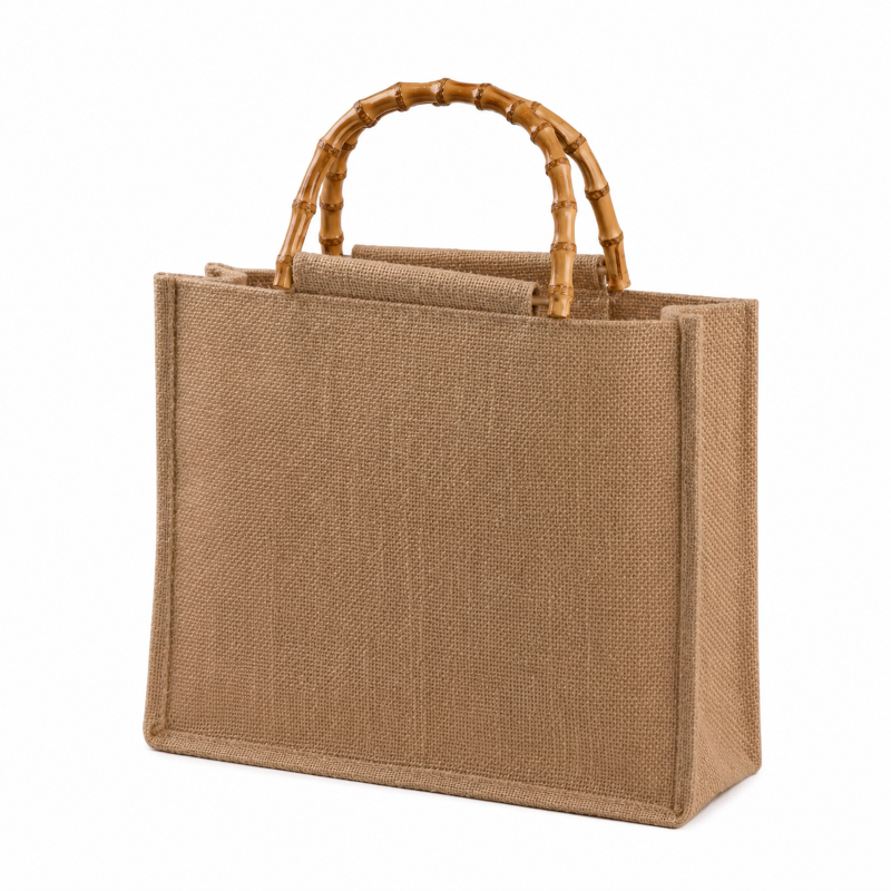 BORSA JUTA C/MANICO BAMBU' MEDIA